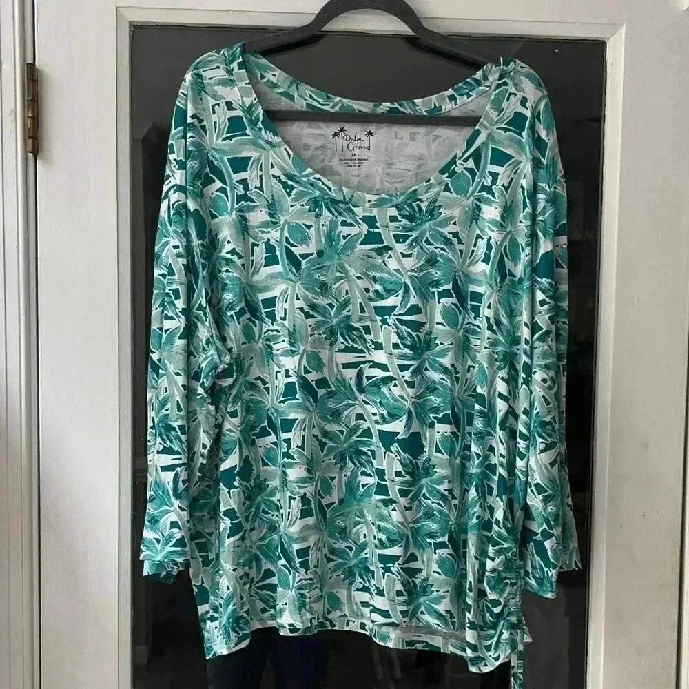 Palm Grove blue top with drawstring detail size 3x